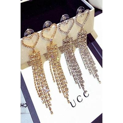 Generic new_trend Korean_ earrings Earring eardrop _long,_ultra-flash_insert_drill_air_flow_of heart-shaped ear nail ear fall_ girl