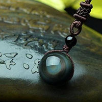 Generic Natural _obsidian_ pendant necklace men man boy Korean fashion jewelry _tide_ man boy men personality accessories