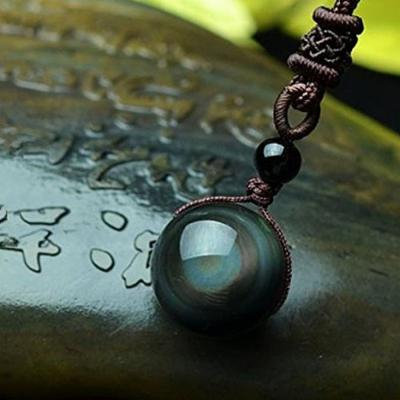 Generic Natural _obsidian_ pendant necklace men man boy Korean fashion jewelry _tide_ man boy men personality accessories