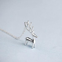 Generic Wealth_/_Health_/_Fluke_queen_Nanjixianweng_horse_ White _Deer_ silver necklace pendant 925 _|_woman