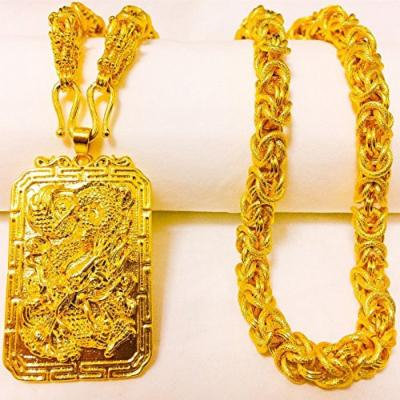 Generic Vietnam_fade_alluvial_ gold necklace pendant gold golden couple models _net_red_gilded_ gold wedding ring _red_ men man boy _do_not_fade