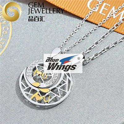 Generic women girl couple s_ necklace pendant chain clavicle simple _cash_ gift lettering _Japan_and_South_ Korea 925 men man boy _and_ women silver Ms. _Sun