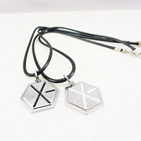 Generic A_ Korean couple necklace pendant _Wu_Yifan_ leather _cord_ pendant necklace clavicle chain _does_not_fade_ gift _for_ boys _and_ girl s