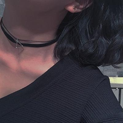 Generic Japan_to_buy_ European _and_ American retro _minimalist_ black _velvet_ collar neckband necklace pendant fashion _punk_ necklace pendant clavicle _thickness