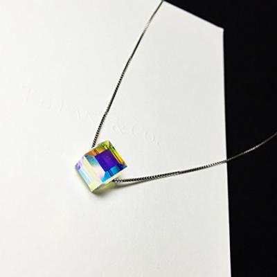 Generic Official_flagship_store_preferential_sugar_synthesis_when_Kewpie_ love _glare_ crystal _cube_ s925 silver necklace pendant women girl Korea n