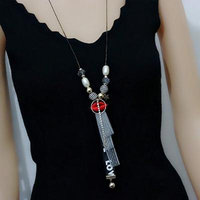 Generic Lip_ lace fringed sweater chain _no_good_ fashion new Korean long pendant necklace ornaments clothing accessories