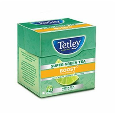 Tetley Super Green Tea, Boost, 10 Tea Bags