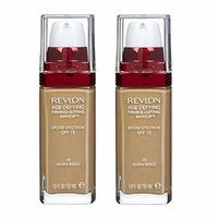 Revlon Age Defying Firming and Lifting Makeup, Warm Beige (2 Pack) + FREE Travel Toothbrush, Color May Vary