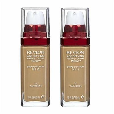 Revlon Age Defying Firming and Lifting Makeup, Warm Beige (2 Pack) + FREE Travel Toothbrush, Color May Vary