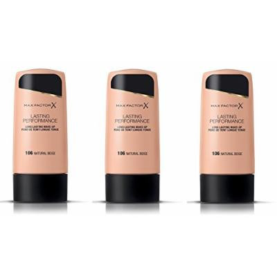 Max Factor Lasting Performance Make-Up 100 Fair (Pack of 3) + FREE Travel Toothbrush, Color May Vary