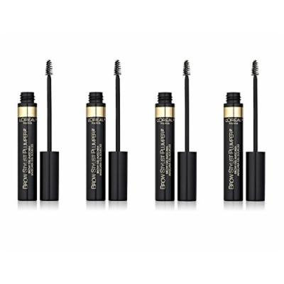 L'Oreal Brow Stylist Plumper, Brow Gel Mascara, #385 Transparent (4 Pack) + FREE Travel Toothbrush, Color May Vary