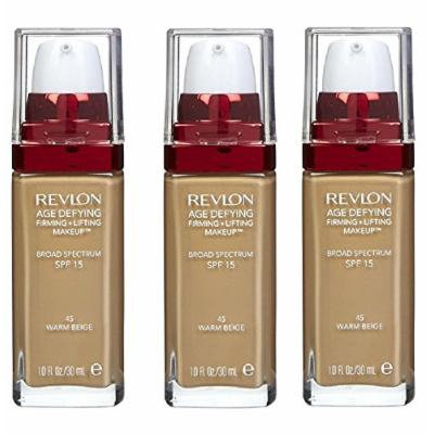 Revlon Age Defying Firming and Lifting Makeup, Warm Beige (3 Pack) + FREE Travel Toothbrush, Color May Vary