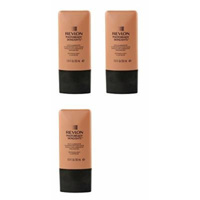 Revlon Photo Ready Skinlights Face Illuminator - Peach Light (3 Pack) + FREE Assorted Purse Kit/Cosmetic Bag Bonus Gift