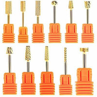 JUMP Professional Electric Nail Drill Bit 3/32'' Gold Carbide Nail Art Bit Tools (#01-12)