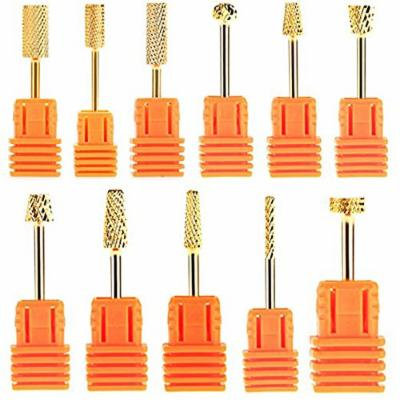 JUMP Professional Electric Nail Drill Bit 3/32'' Gold Carbide Nail Art Bit Tools (#01-12)