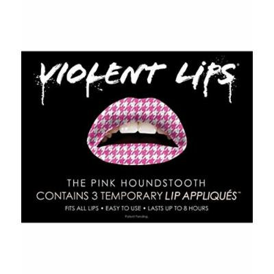 Violent Lips Pink Houndstooth - Lot of (25) Packages of 3 Lip Tattoo Appliques Each, Total of 75 in Pink Houndstooth