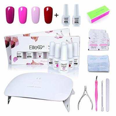 Elite99 Soak Off Gel Nail Polish Kit with Top Base Coat 8ml + SUNmini2 Plus 24W UV LED Nail Lamp + Remover Pads and Cleanser Wipes 50pcs + Nail Files and Buffer, Cuticle Pusher Clipper Fork Set C007