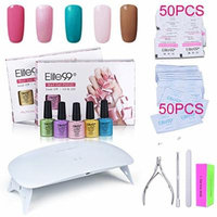 Elite99 Soak Off Gel Nail Polish Kit + SUNmini2 Plus 24W UV LED Nail Lamp + Gel Remover Wraps 50pcs + Cleanser Pads 50pcs + Nail Files and Buffer, Cuticle Pusher and Clipper Set C029