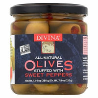 Divina Olives Stuffed with Sweet Peppers - Case of 6 - 7.8 oz.