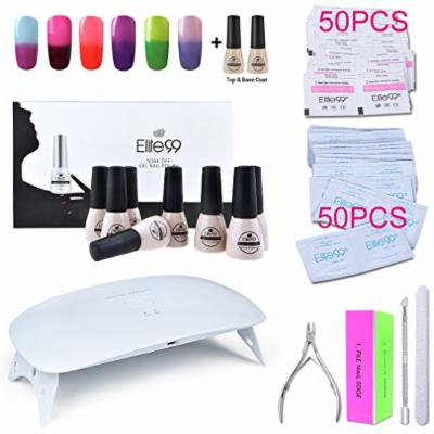 Elite99 Soak Off Temperature Color Changing Gel Nail Polish Kit with Top Base Coat + SUNmini2 Plus UV LED Nail Lamp + Gel Remover Wraps & Cleanser Pads + 4PCS Nail Art Tools Set C015