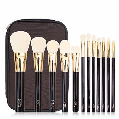 Energy Brand Long ABS Handle Soft Synthetic Hair Professional Makeup Brush Set 12 Pcs with Waterproof Canvas Makeup Bag