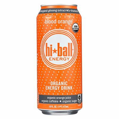 Hi Ball Organic Energy Drink - Blood Orange - Case of 12 - 16 Fl oz.