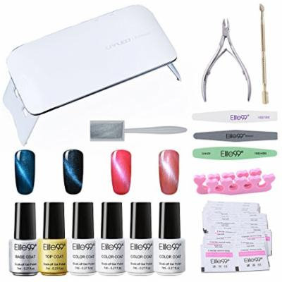 Elite99 Soak Off 3D Cat Eye Gel Nail Polish Kit with Base & Top Coat + SUNmini3 UV LED Nail Lamp + Magnetic + Remover Pads 50PCS + 6PCS Manicure Tools Nail Art Set C009