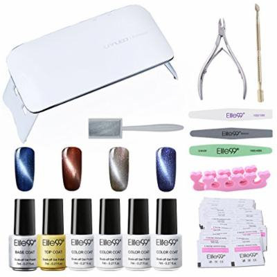 Elite99 Soak Off 3D Cat Eye Gel Nail Polish Kit with Base & Top Coat + SUNmini3 UV LED Nail Lamp + Magnetic + Remover Pads 50PCS + 6PCS Manicure Tools Nail Art Set C002