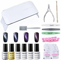 Elite99 Soak Off 3D Cat Eye Gel Nail Polish Kit with Base & Top Coat + SUNmini3 UV LED Nail Lamp + Magnetic + Remover Pads 50PCS + 6PCS Manicure Tools Nail Art Set C006