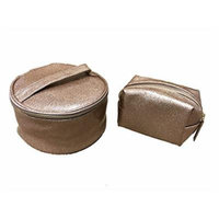 Patent Leather Cosmetic Bag Set Rose Gold Glitter