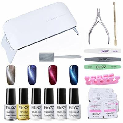 Elite99 Soak Off 3D Cat Eye Gel Nail Polish Kit with Base & Top Coat + SUNmini3 UV LED Nail Lamp + Magnetic + Remover Pads 50PCS + 6PCS Manicure Tools Nail Art Set C003