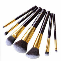 7pcs set MakeUp Cosmetic Set Eyeshadow Foundation wood Brush blusher Makeup brushesTools Purple/Gold