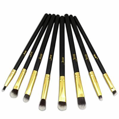 8pcs Black/Gold Makeup Brushes set Beauty tools Cosmetic kits Make up Brush Eyeliner blend shadow angled smoked bloom