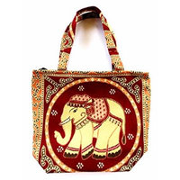 Bag by WP Embroidery Elephant Zipper Bag Handbag Tolebag Shopping Bag Handmade for Women