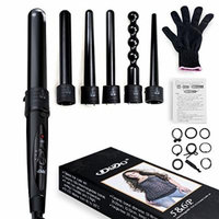 Hair Wand Set, Accellorize 6 in 1 Curling Iron Wand Set With 6 Interchangeable Ceramic Barrels and Heat Protective Glove