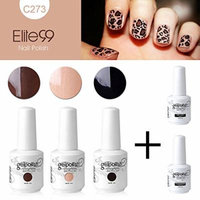 Elite99 Leopard Print UV LED Gel Nail Polish Kit with Base and Top Coat Soak Off Fashion DIY Nail Art Decoration Set C273 ( 5PCS Orange Sticks )