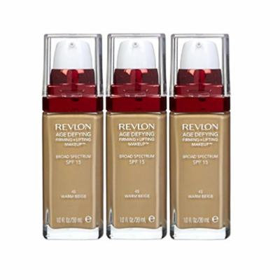 Revlon Age Defying Firming & Lifting Makeup, Warm Beige (Pack of 3) + FREE Makeup Blender Sponge