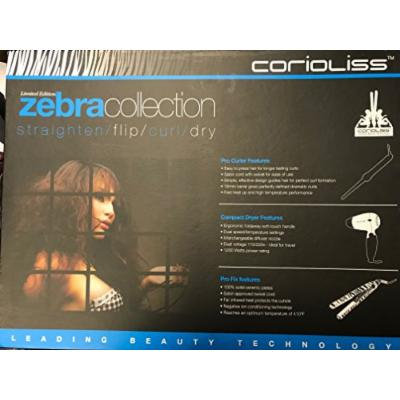 Coriolis Flip,Curl,Dry Full Set Zebra Dual Voltage, Dryer,Straightener,Curlier