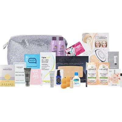 Ulta 20 Piece 2017 Strobe Light Silver Glitter Cosmetic Bag Makeup Kit