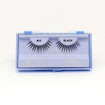 (PACK OF 12) PREMIUM 100% NATURAL HAIR EYELASHES WITH HARD BLUE CASE, #13