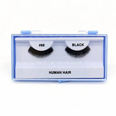 (PACK OF 12) PREMIUM 100% NATURAL HAIR EYELASHES WITH HARD BLUE CASE, #66