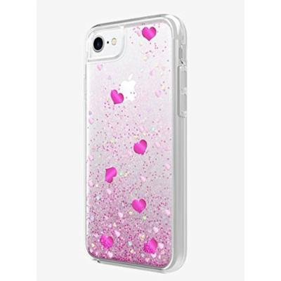 Milk & Honey Valentine's Day Liquid Case for iPhone 8/7/6/6s - Clear with hearts and glitter