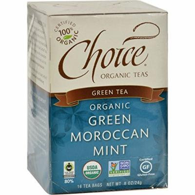 Choice Organic Teas Green Moroccan Mint Tea - 16 Tea Bags - Case of 6 - 95%+ Organic -