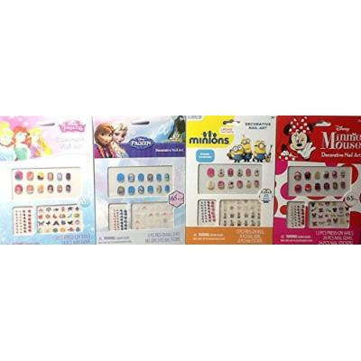 4 Pack Decorative Nail Art Disney Minnie Mouse, Frozen, & Princess PLUS Minions