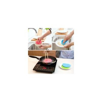 Jeobest 2PCS Dish Washing Sponge - Silicone Dish Washing Sponge Scrubber Kitchen Cleaning antibacterial Tool Clean MZ(pink)