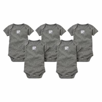 Organic Solid Short Sleeve Bodysuits, 9M, Heather Grey, 5 Ct