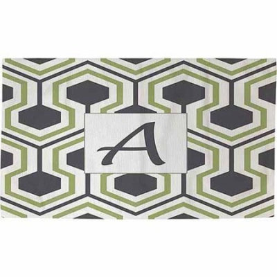 Thumbprintz Honeycomb Monogram Rug, Grey