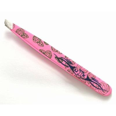 Eyebrow Tweezers Stainless Steel Slant Tip Finish Flower Print by razorzman