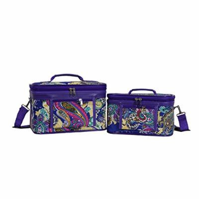 World Traveler Women's 2-Piece Cosmetic Case Set, Purple Multi Paisley