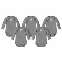 Organic Solid Long Sleeve Bodysuits, 3M, Heather Grey, 5 Ct